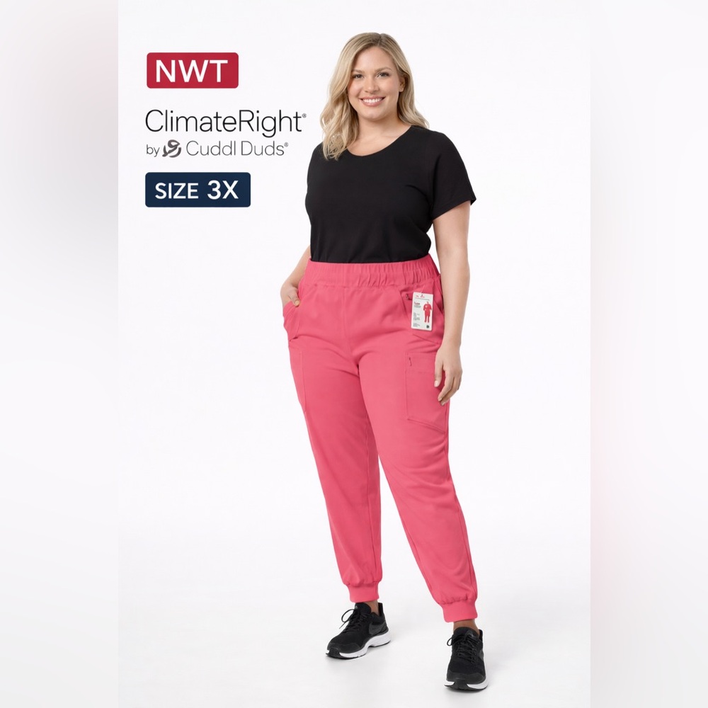 NWT ClimateRight 3X Pink 7 Pocket Jogger Scrub Pants